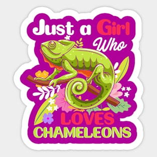 Just A Girl Who Loves Chameleons Chameleon Floral Sticker